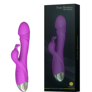 Vibrador Recarregável com Detalhe de Glande com Estimulador Clitoriano Formato Coelho