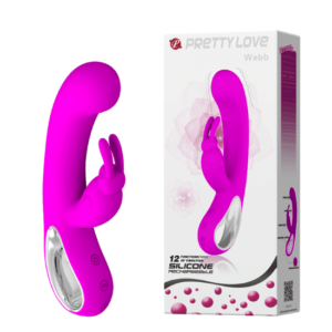 Vibrador Recarregável Ponto G com Estimulador Clitoriano Coelho e 12 Modos de Vibração