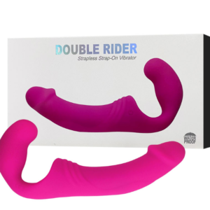 Penetrador strapless recarregável com plug vaginal