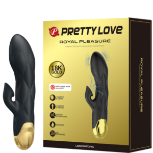 Vibrador Recarregável Escalonado com Detalhes em Ouro 18 k e 7 Modos de Vibração – PRETTY LOVE