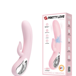 Vibrador Recarregável Ponto G com Alça Metalizada e Estimulador Clitoriano Sugador – PRETTY LOVE