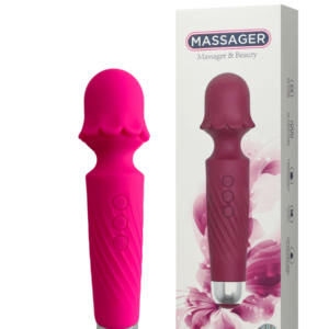 Massageador Recarregável Corporal com Cabeça Flexível e Detalhes Metálicos