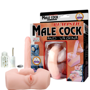 Masturbador Hermafrodita em Cyberskin com Vagina e Pênis com Vibração – MALE COCK