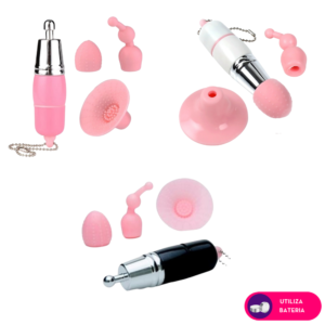 Mini vibrador portátil com 3 pontas massageadoras