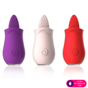 Vibrador com estimulador clitoriano em formato de língua