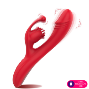 Vibrador ponto G com estimulador clitoriano e aquecimento- ESQUENTA DO PRAZER