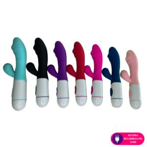 Vibrador ponto G com estimulador clitoriano – Recarregável