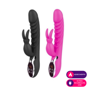 Vibrador ponto G com estimulador clitoriano e aquecimento- ESQUENTA DO PRAZER