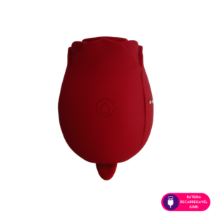 Estimulador clitoriano duplo em formato de rosa