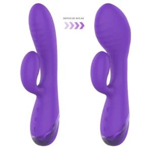 Vibrador com estimulador clitoriano integrado e função inflável