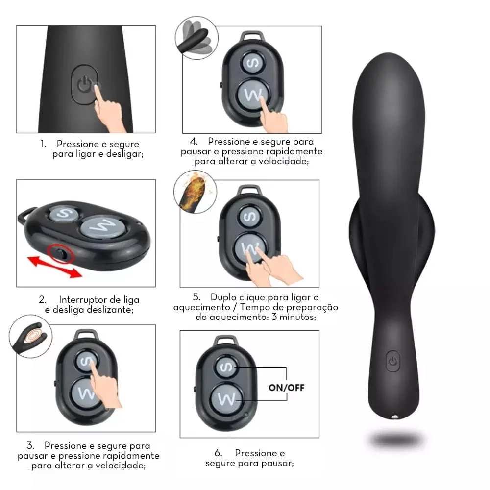 Massageador de próstata e testículos com aquecimento- ESQUENTA DO PRAZER - Imagem 4