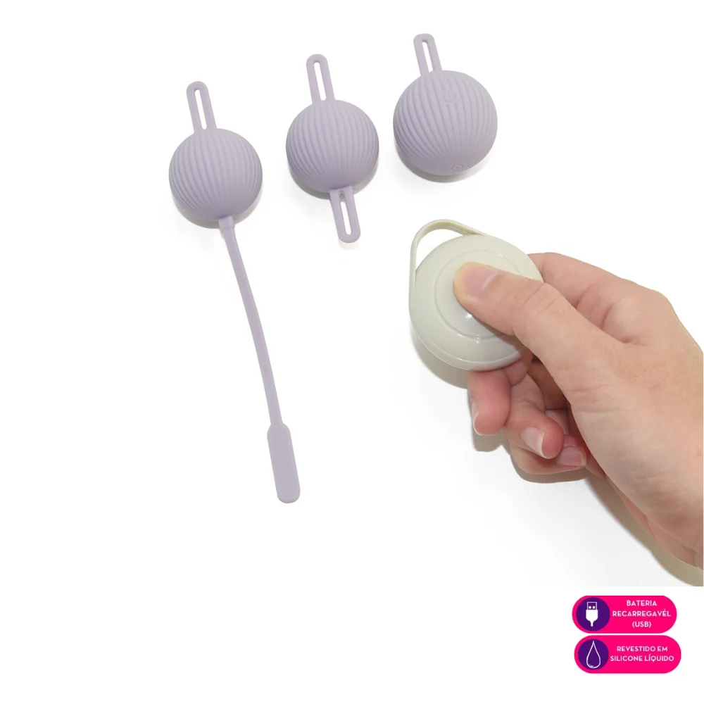 Kit de bolas de pompoarismo com 3 peças com vibração - Imagem 2