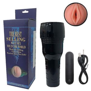Masturbador Lanterna formato de Vagina com Vibro Recarregável