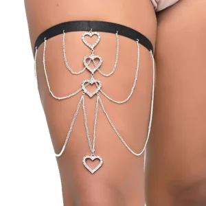 Persex Body Chain Joia de Corpo com Corações e Strass Yaffa Lingerie