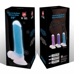 Prótese com Ventosa Florescente Azul - Dildo Gode Dark - 25,4 X 4,6 cm - NV TOYS