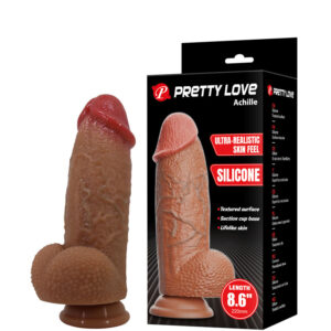 Prótese Realística 22 cm com Diâmetro Avantajado, Escroto, Veias Salientes e Ventosa – PRETTY LOVE